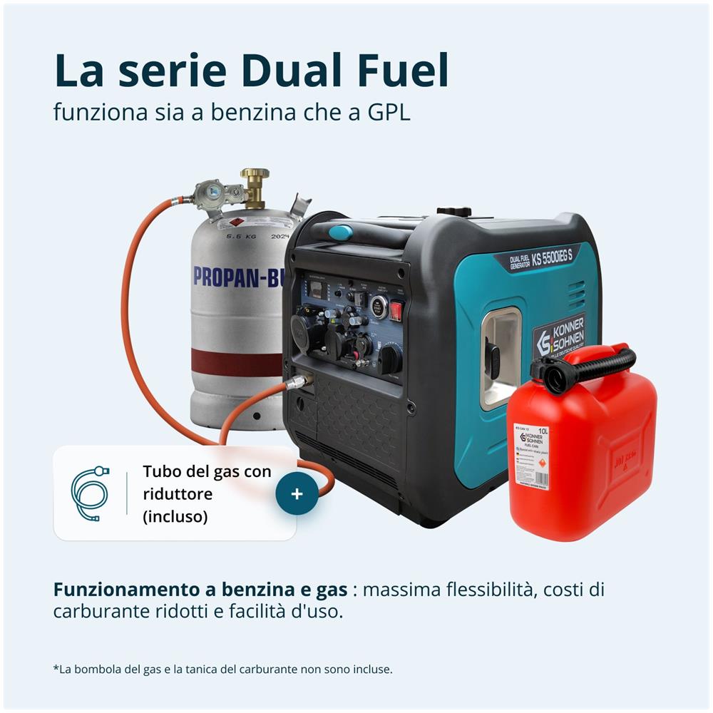 Generatore inverter a GPL /Benzina KS 5500iEG S Tensione, V 230 Potenza massima, kW 5.5** - Foto 2