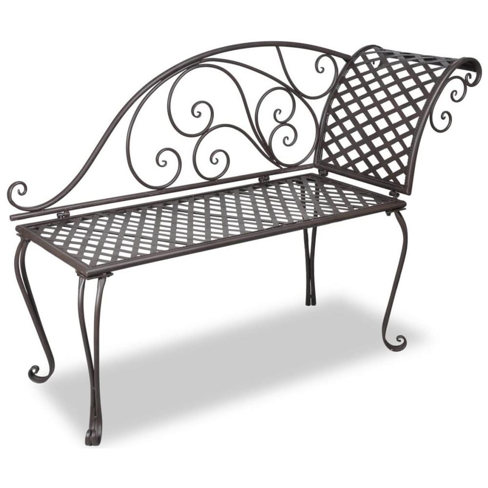 Sdraio da Giardino 128 cm in Acciaio Stile Anticato Marrone - Foto 1