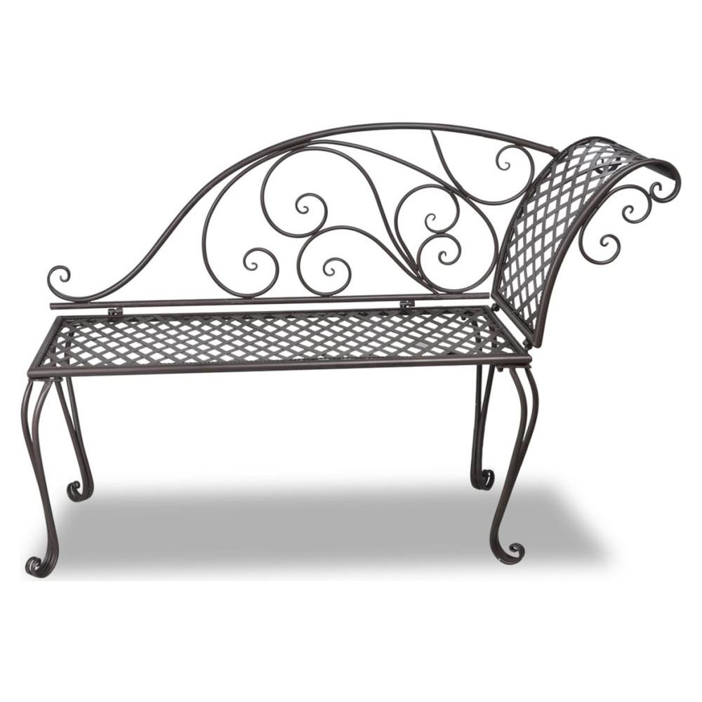 Sdraio da Giardino 128 cm in Acciaio Stile Anticato Marrone - Foto 2