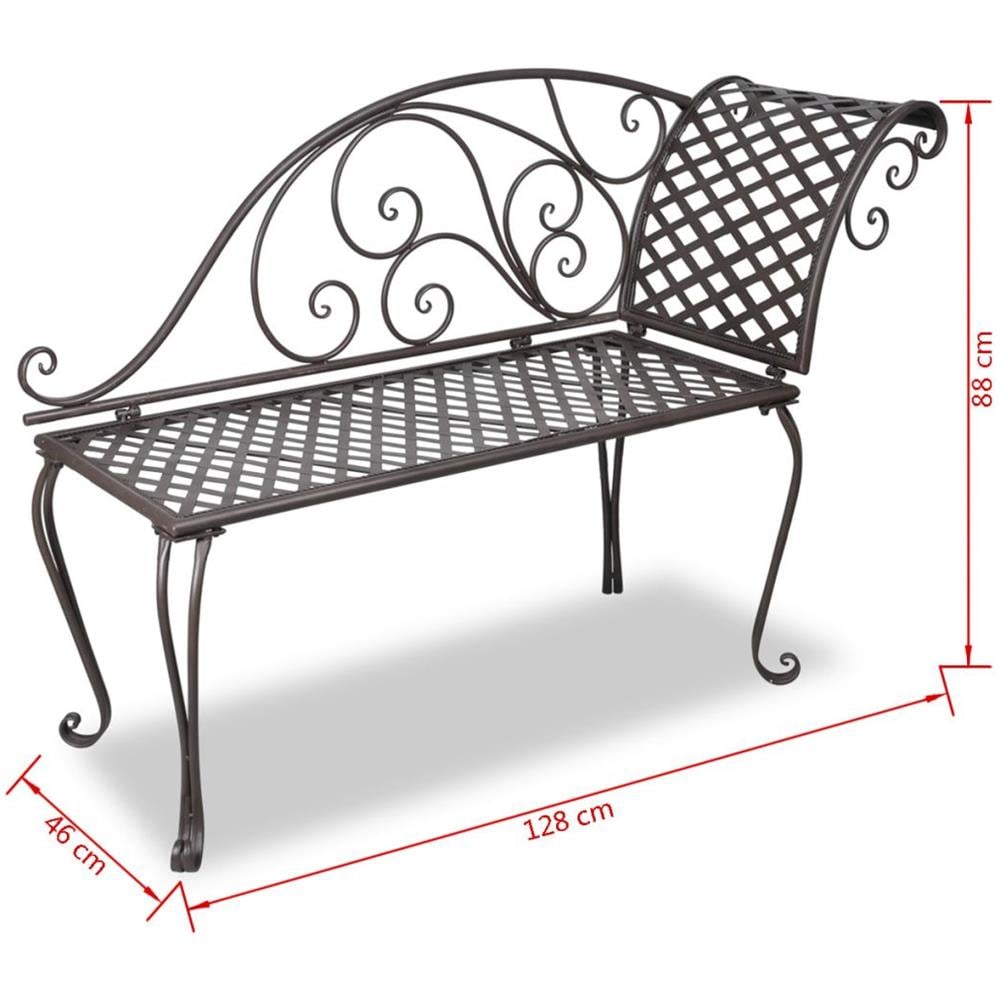 Sdraio da Giardino 128 cm in Acciaio Stile Anticato Marrone - Foto 12