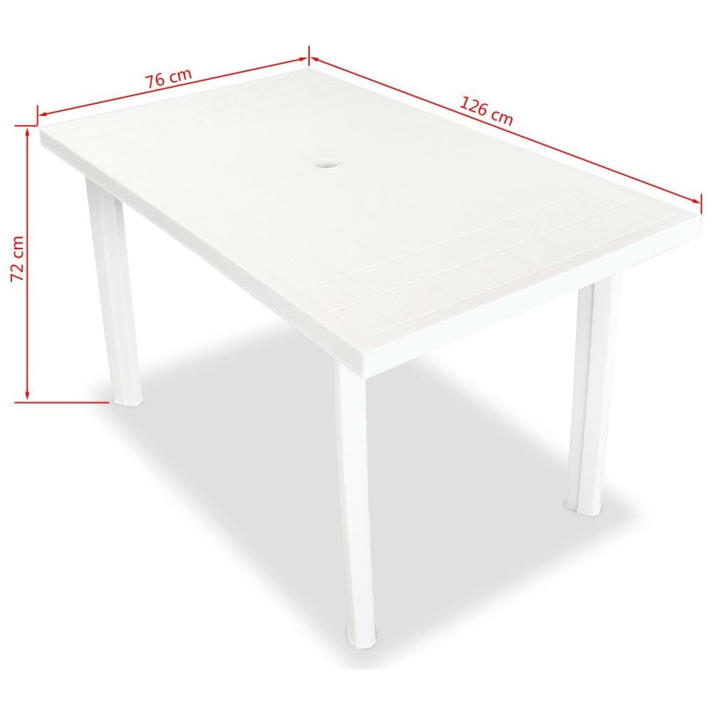 Tavolo Da Giardino 126x76x72 Cm In Plastica Bianco - Foto 5