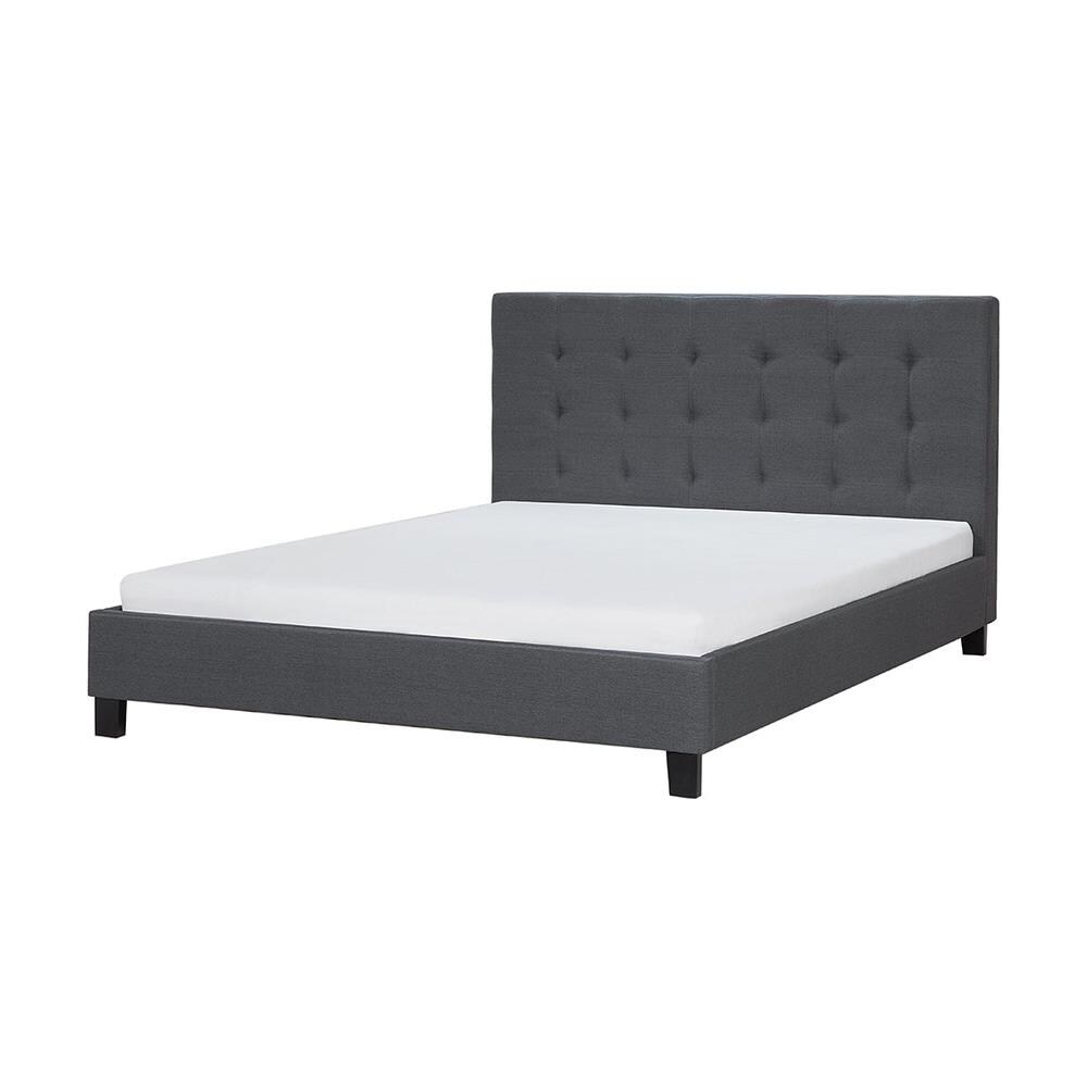 Letto Matrimoniale Moderno In Tessuto Grigio Scuro 160x200 Cm La Rochelle - Foto 1