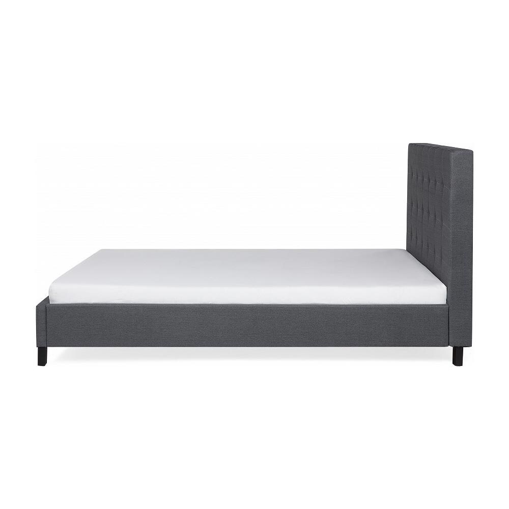 Letto Matrimoniale Moderno In Tessuto Grigio Scuro 160x200 Cm La Rochelle - Foto 2