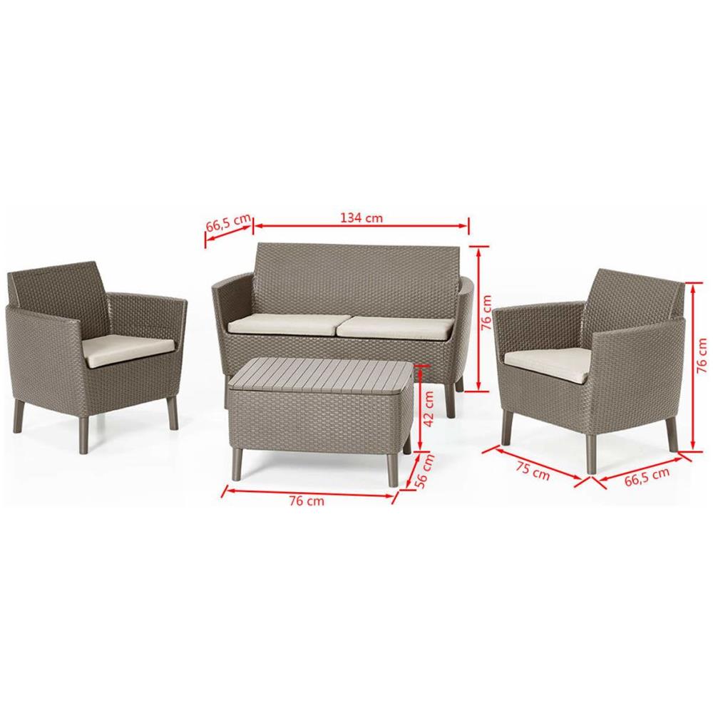 Allibert Set Divani da Giardino 8 pz Salemo Cappuccino 236632 - Foto 7