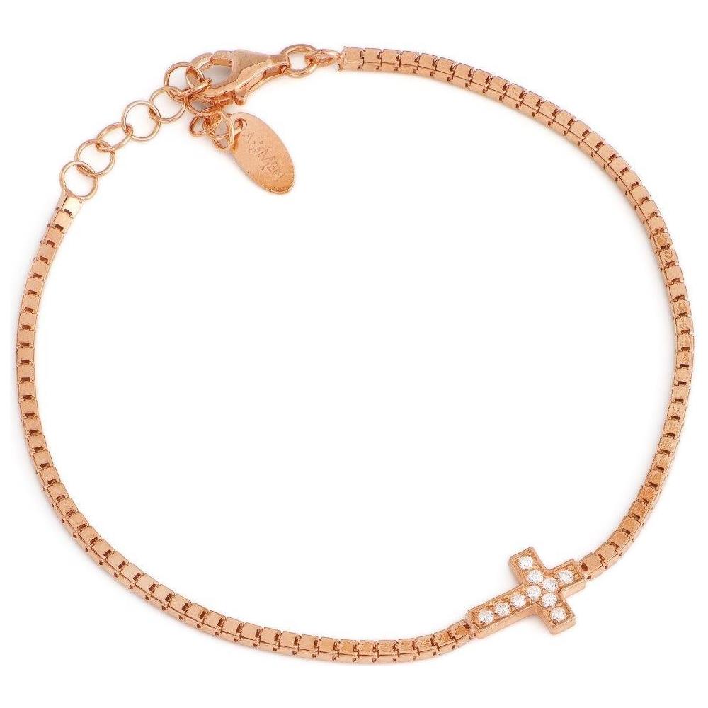 Bracciale In Argento 925 - Collezione Tennis - Colore Rosè - Misura Unica Bracciale Tennis Croce - Foto 2