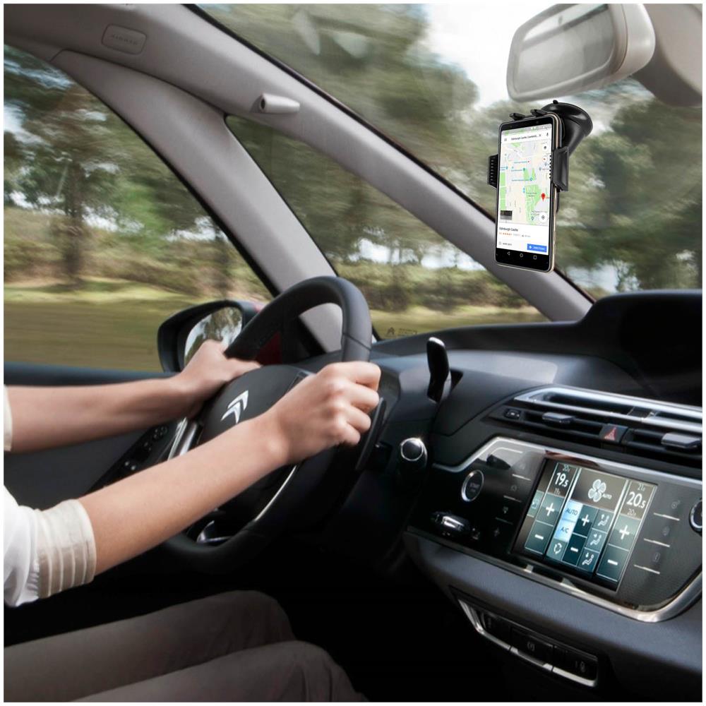 Supporto Auto Universale Fissaggio Con Ventosa Parabrezza Rotante A 360° - Nero - Foto 2