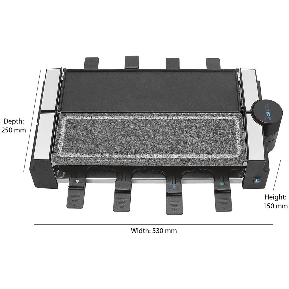 Raclette E Griglia 8 Persone Piastre In Alluminio Ghisa Pietra Ollare 1200w Clatronic Rg 3678 - Foto 2