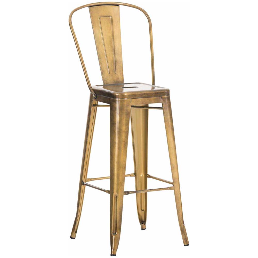 Sgabello Bar Aiden in Metallo Verniciato a Polvere | Sgabello Design Industrial, Facile da Pulire | Sedia Sgabello da Bancone, Seduta Alta 77 cm Oro - Foto 1