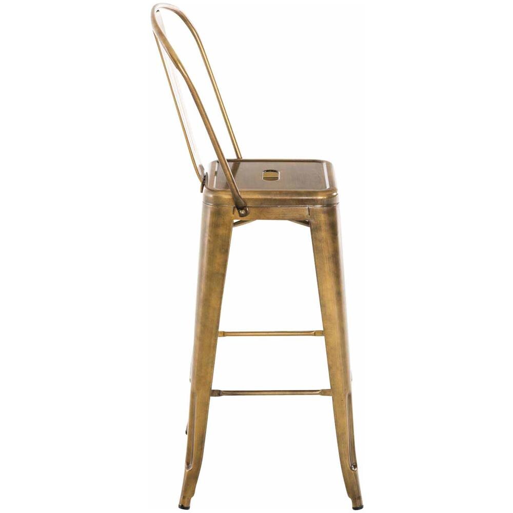 Sgabello Bar Aiden in Metallo Verniciato a Polvere | Sgabello Design Industrial, Facile da Pulire | Sedia Sgabello da Bancone, Seduta Alta 77 cm Oro - Foto 2