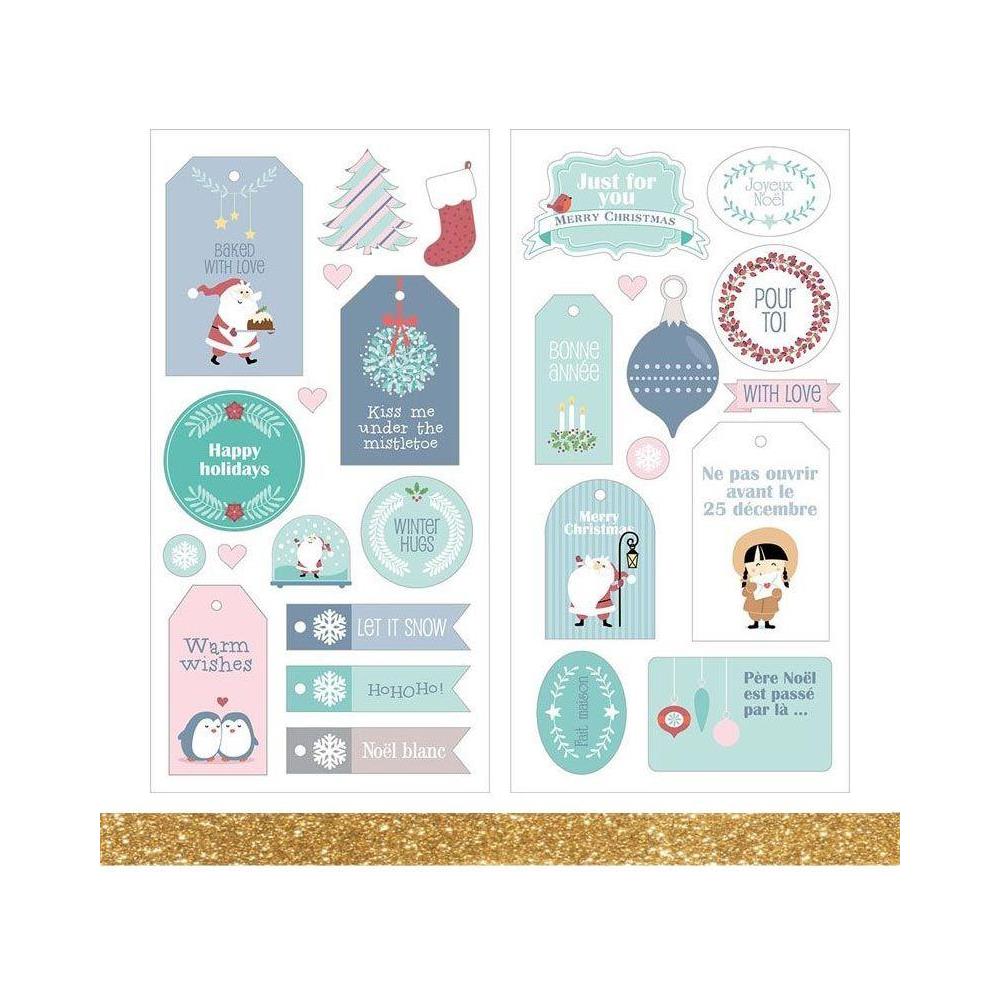 27 Adesivi Babbo Natale Il Mio Piccolo Natale + Washi Tape Dorato 5 M - Foto 2