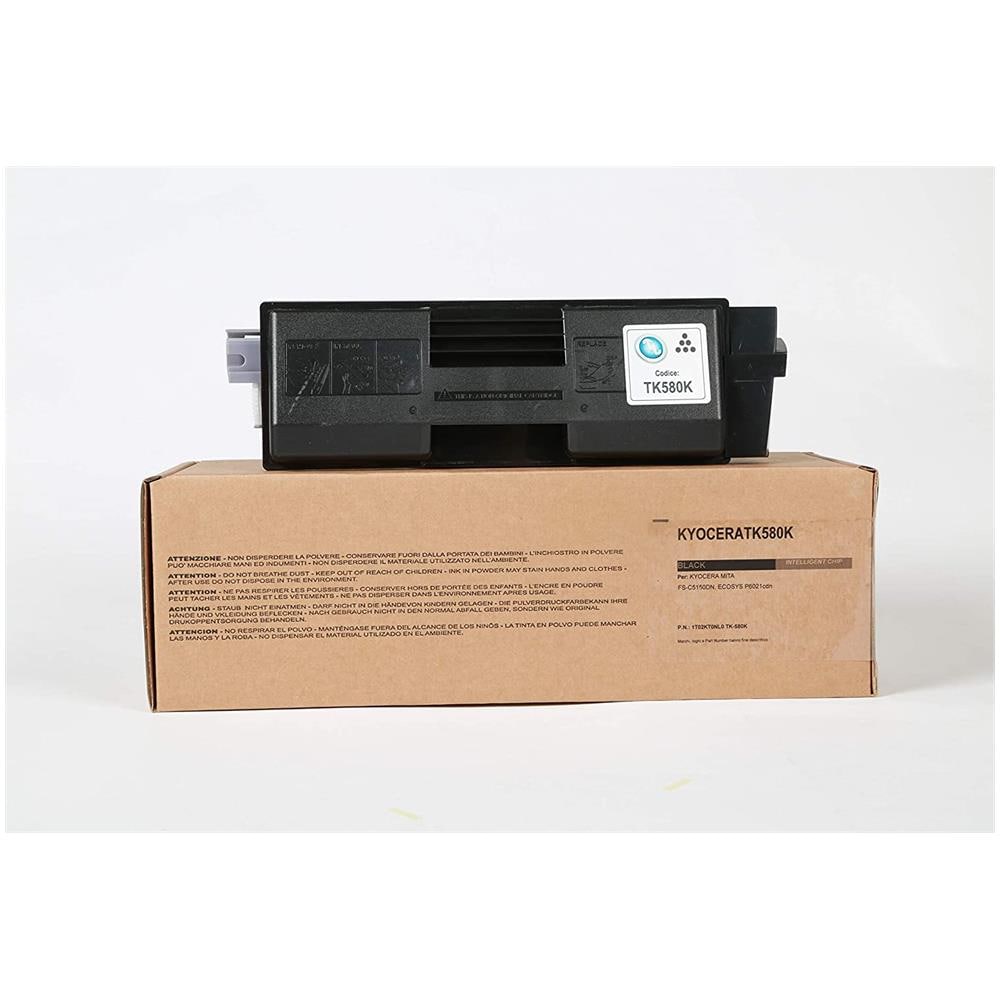 TONER COMPATIBILE - Kyocera Tk-580k Nero 1t02kt0nl0 Per Fs-c5150dn, Ecosys P6021cdn Fornito Di Intelligent Chip Capacità 3500 Copie Made In Italy - Foto 1