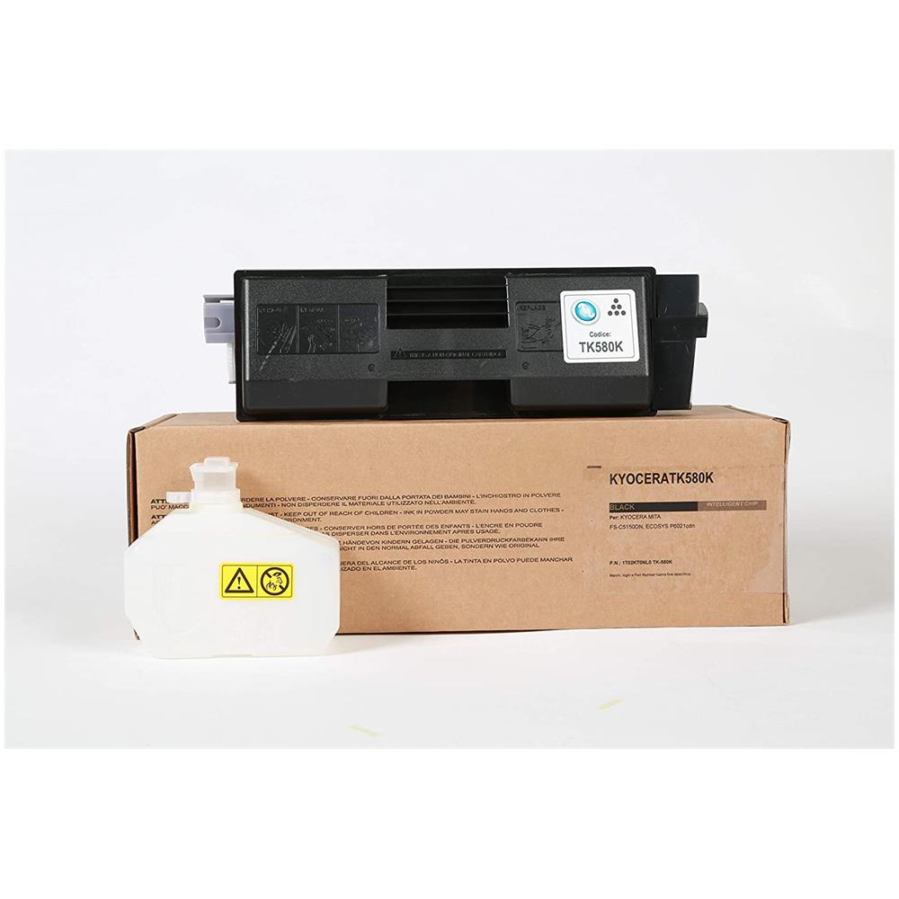 TONER COMPATIBILE - Kyocera Tk-580k Nero 1t02kt0nl0 Per Fs-c5150dn, Ecosys P6021cdn Fornito Di Intelligent Chip Capacità 3500 Copie Made In Italy - Foto 5