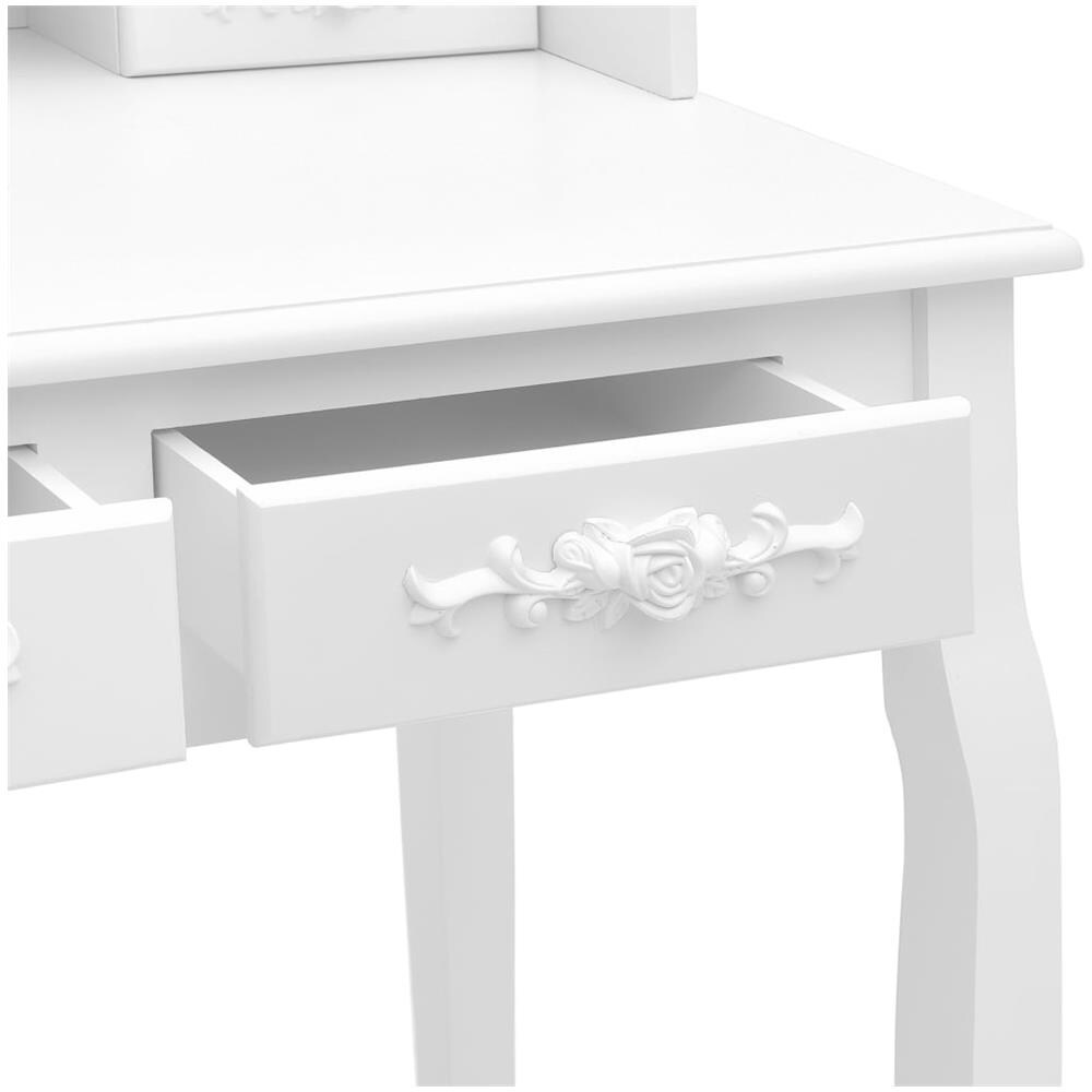 Tavolo Da Trucco E Sgabello Bianco 75x69x140 Cm Legno Paulownia - Foto 8