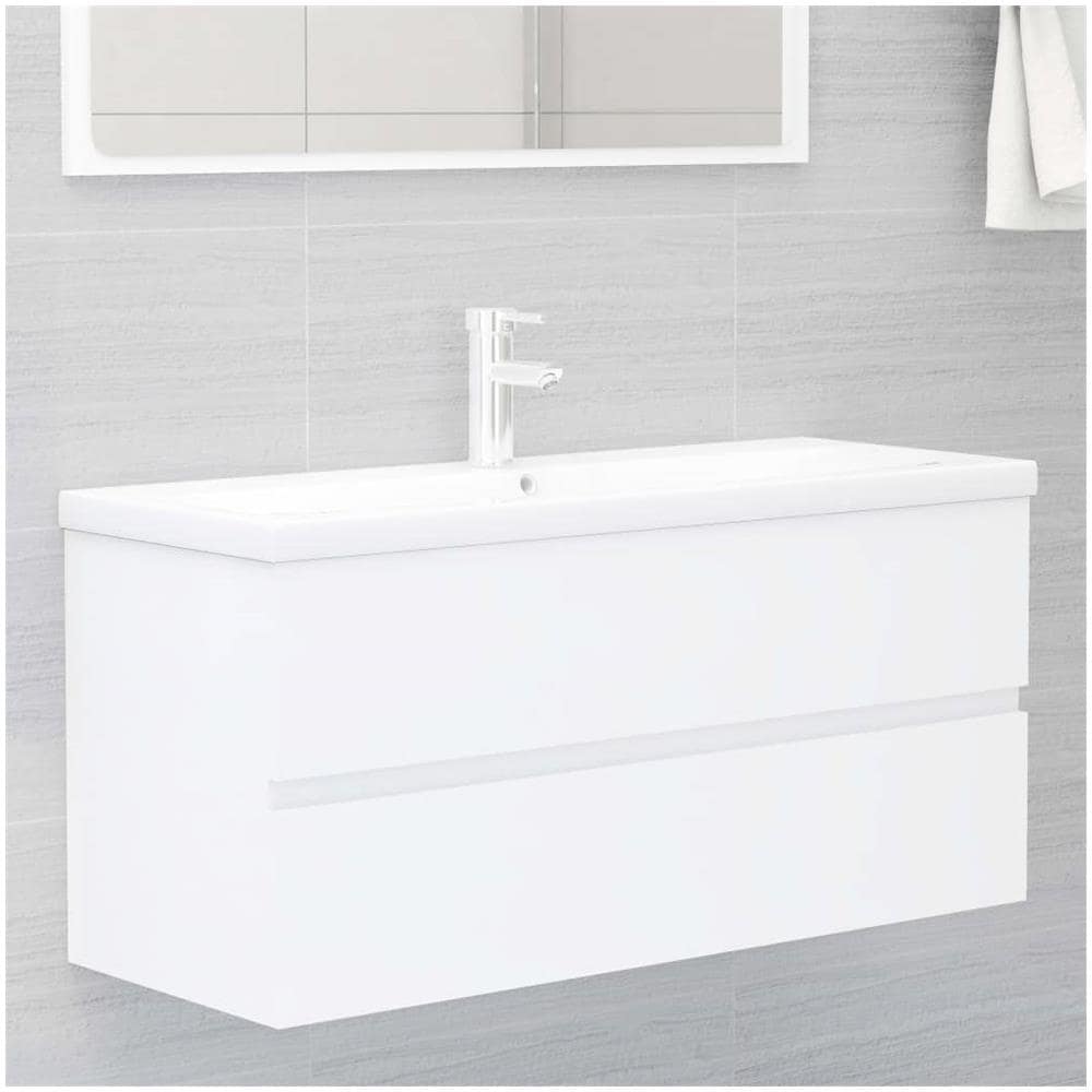 Mobile Bagno con Lavabo Integrato Bianco in Legno Multistrato - Foto 1