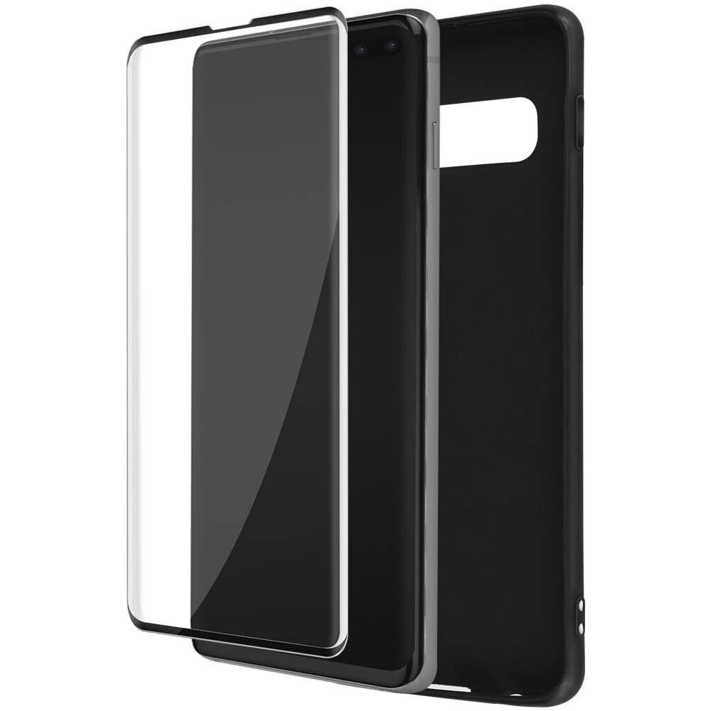 Cover Silicone Samsung Galaxy S10 Plus Nera + Vetro Temperato 9h Trasparente - Foto 1