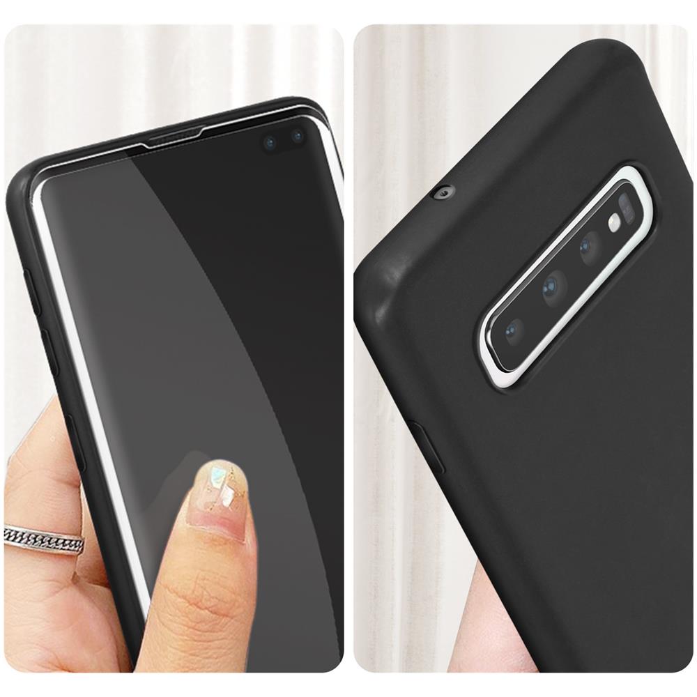 Cover Silicone Samsung Galaxy S10 Plus Nera + Vetro Temperato 9h Trasparente - Foto 2