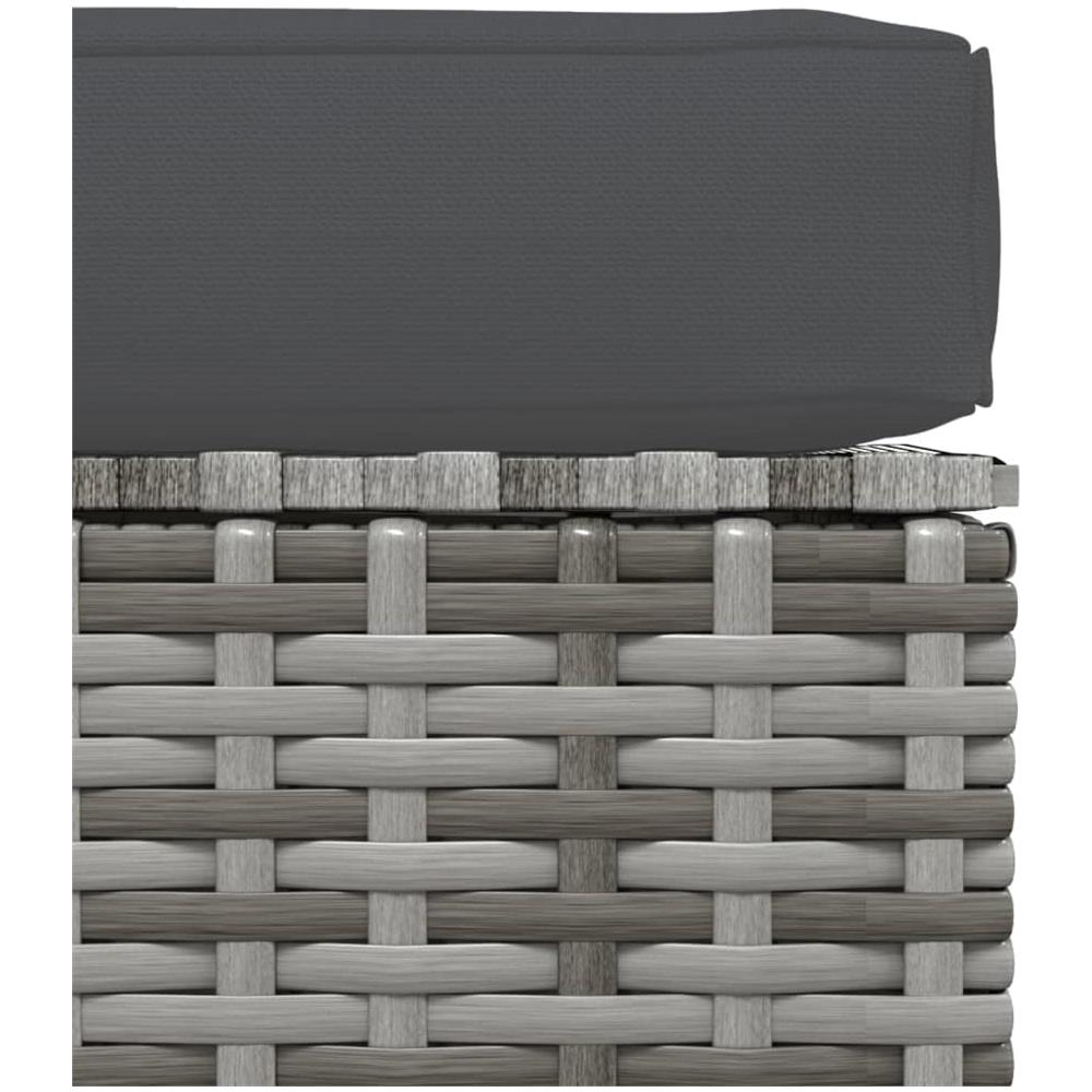 Poggiapiedi Giardino Con Cuscino Grigio 70x70x30 Cm Polyrattan - Foto 2