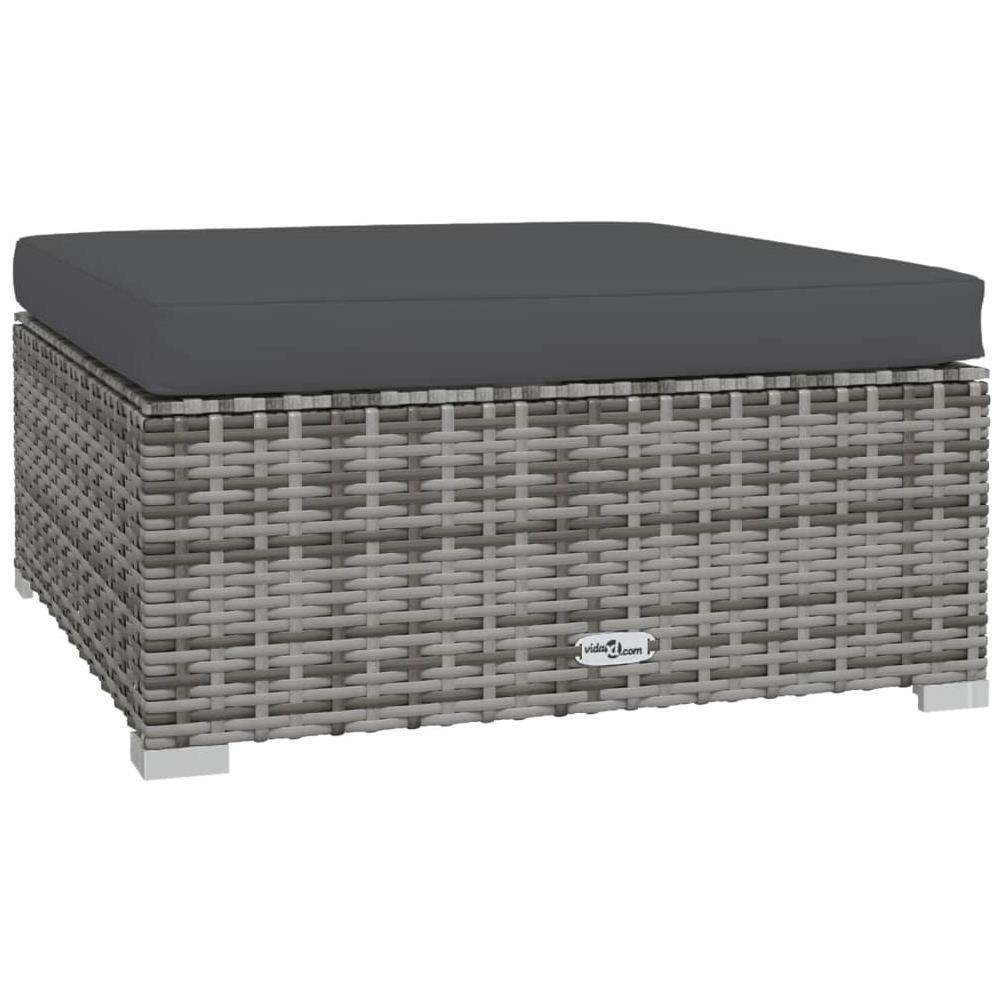 Poggiapiedi Giardino Con Cuscino Grigio 70x70x30 Cm Polyrattan - Foto 1