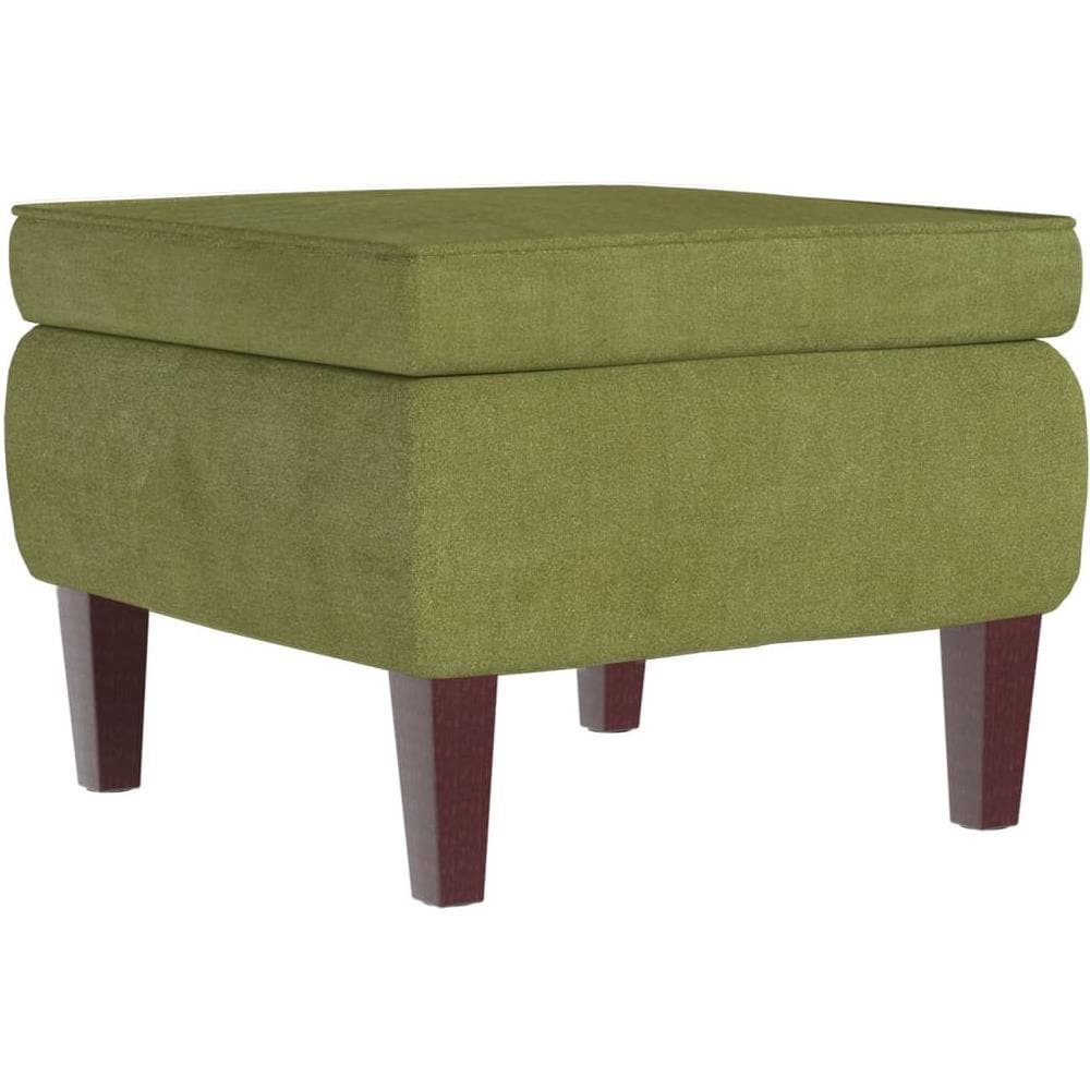 Poggiapiedi Con Gambe In Legno Verde Chiaro In Velluto - Foto 1