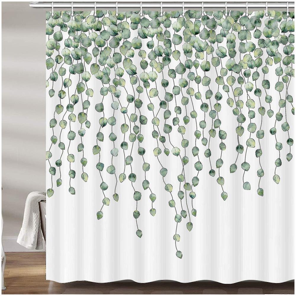 Tenda da doccia con foglie di salvia: decorazione per il bagno