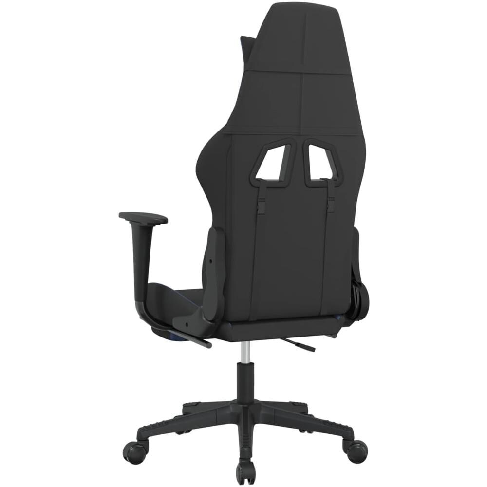 Sedia da Gaming Massaggio e Poggiapiedi in Tessuto Nero e Blu - Foto 11