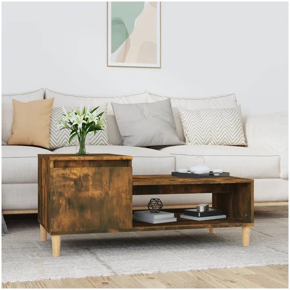 Tavolino Da Salotto Rovere Fumo 100x50x45 Cm Legno Multistrato - Foto 1