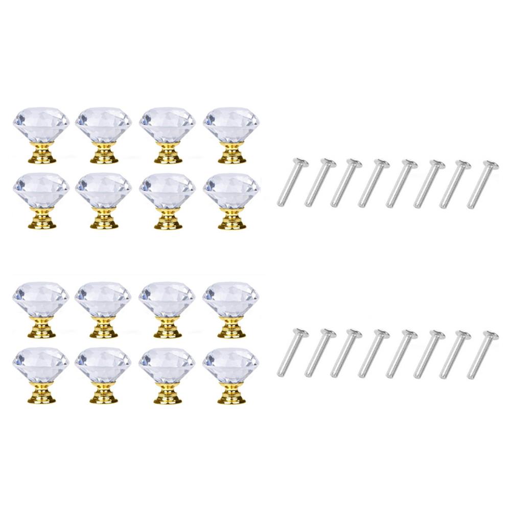 Pomelli A Losanga In Vetro Trasparente / Oro 8 Pz - Foto 1