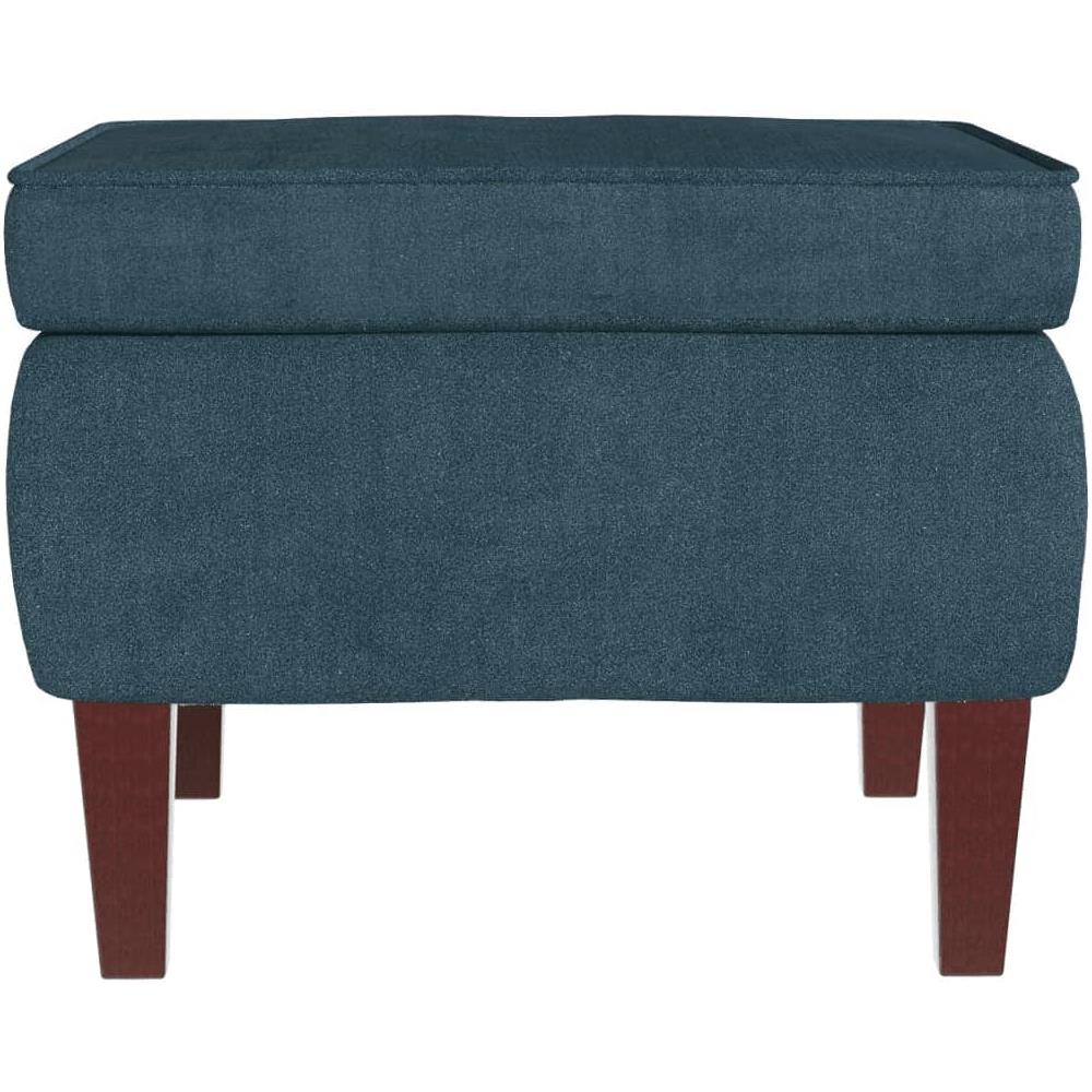 Poltrona A Dondolo Con Gambe In Legno E Poggiapiedi Blu Velluto - Foto 10