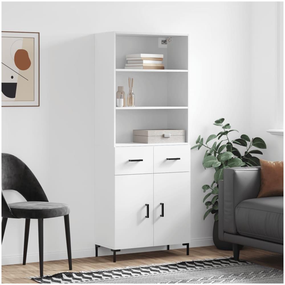 Credenza Bianca 69,5x34x180 Cm In Legno Multistrato - Foto 1