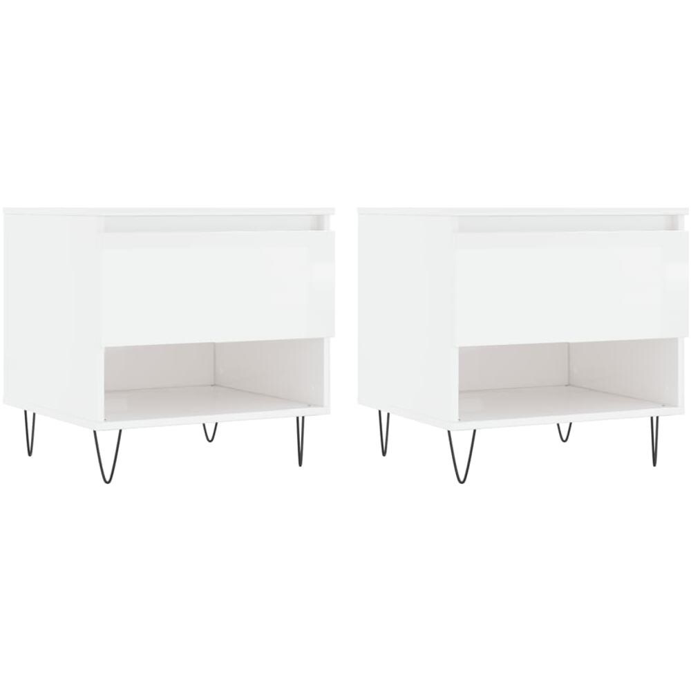 Tavolini Salotto 2pz Bianco Lucido 50x46x50cm Legno Multistrato - Foto 2