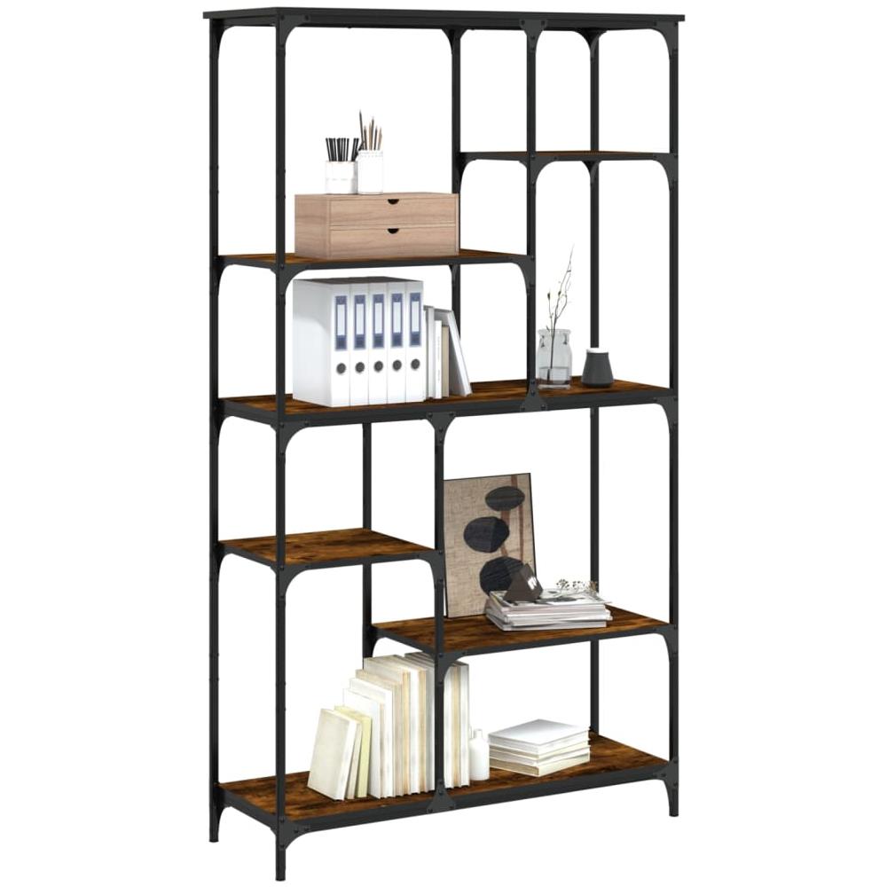 Libreria Rovere Fumo 99x35,5x176 Cm Legno Multistrato E Acciaio - Foto 3