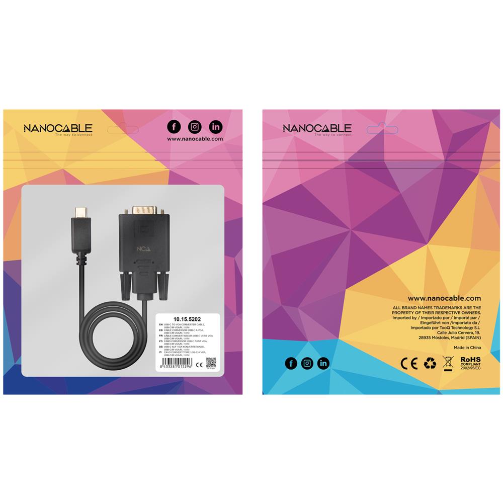 10.15.5202 cavo e adattatore video 1,8 m USB tipo-C VGA (D-Sub) Nero - Foto 7