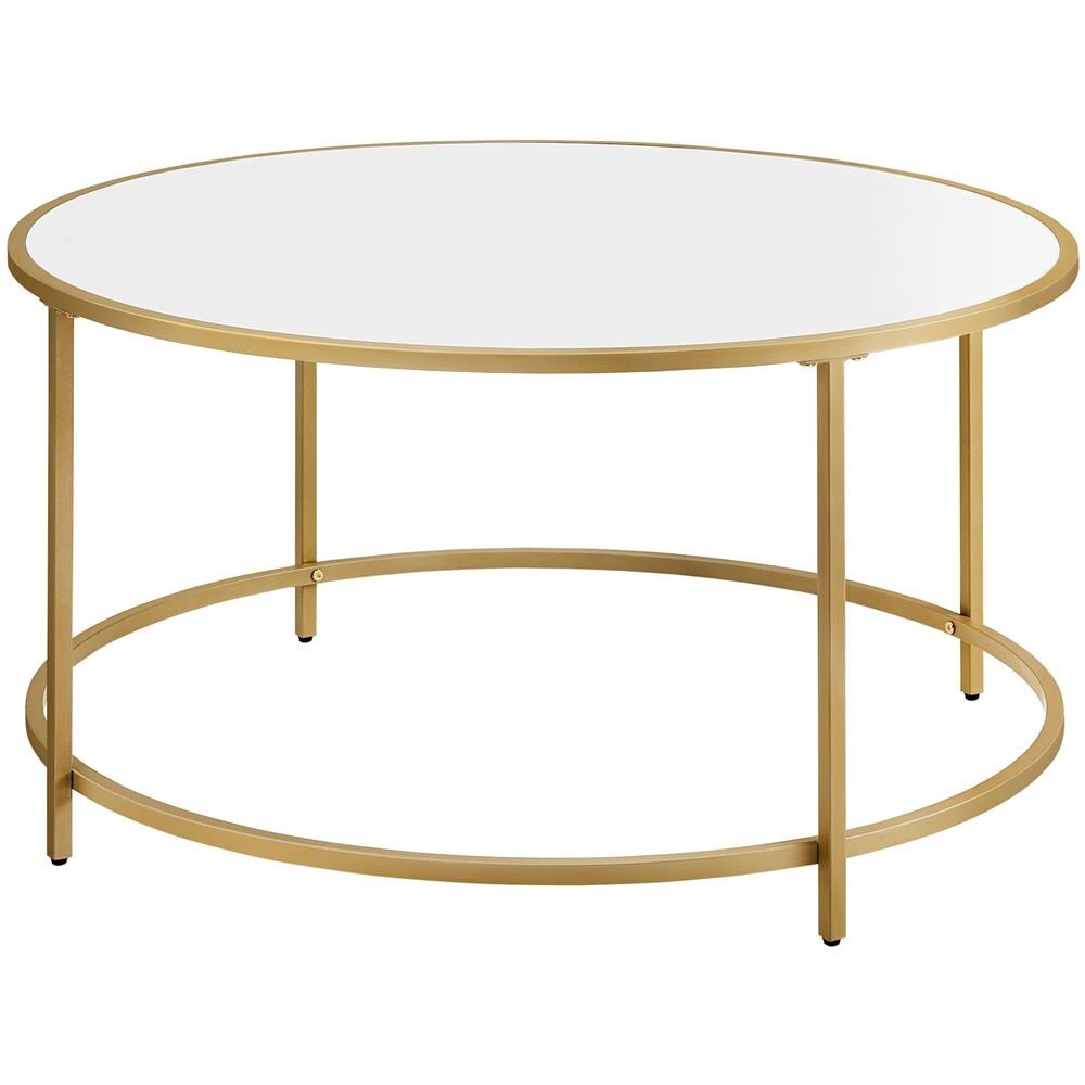 Tavolino rotondo oro e bianco Ø84 cm stile loft - Foto 1