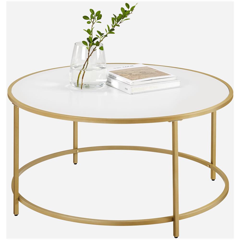 Tavolino rotondo oro e bianco Ø84 cm stile loft - Foto 8