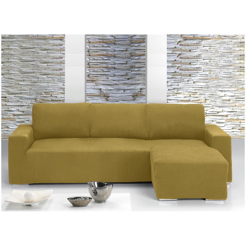 Copridivano Con Penisola Chaise Longue Tinta Unita Oro Mod Capri Destra Oro - Foto 1