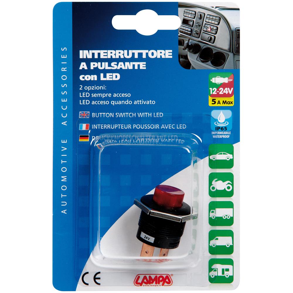 Interruttore Pulsante 12/24v Con Led Rosso - Foto 5