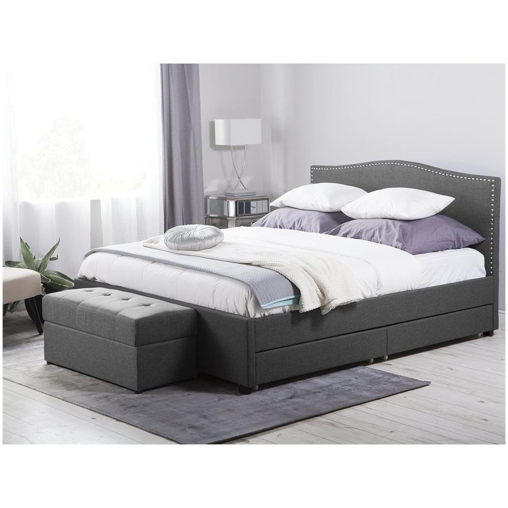 Letto Contenitore In Tessuto Grigio E Led Multicolore 180x200cm Montpellier - Foto 2