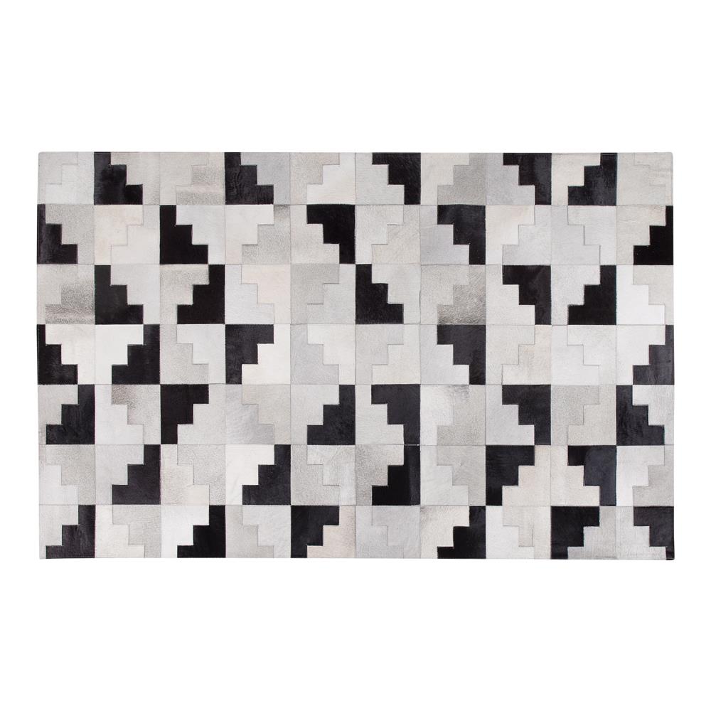 Tappeto In Pelle Nero / Grigio 140 X 200 Cm Efirli - Foto 2