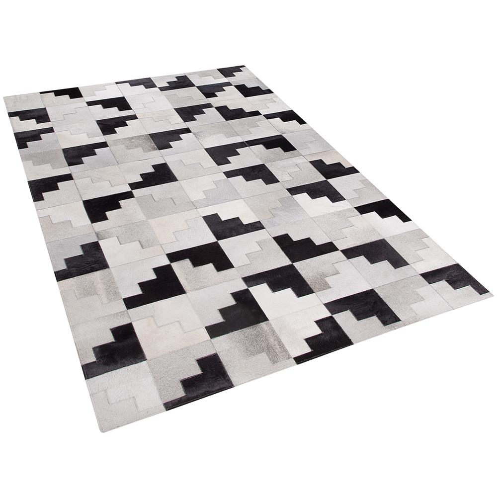 Tappeto In Pelle Nero / Grigio 140 X 200 Cm Efirli - Foto 1