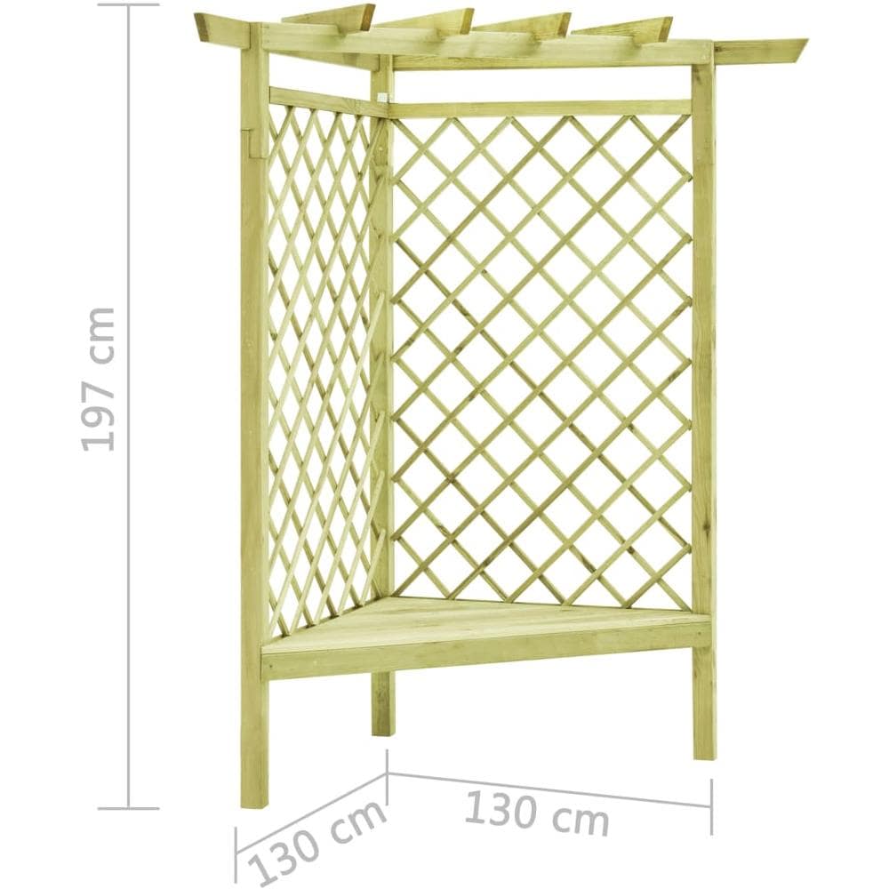 Pergolato Ad Angolo E Sedile 130x130x197 Cm In Pino Impregnato - Foto 5