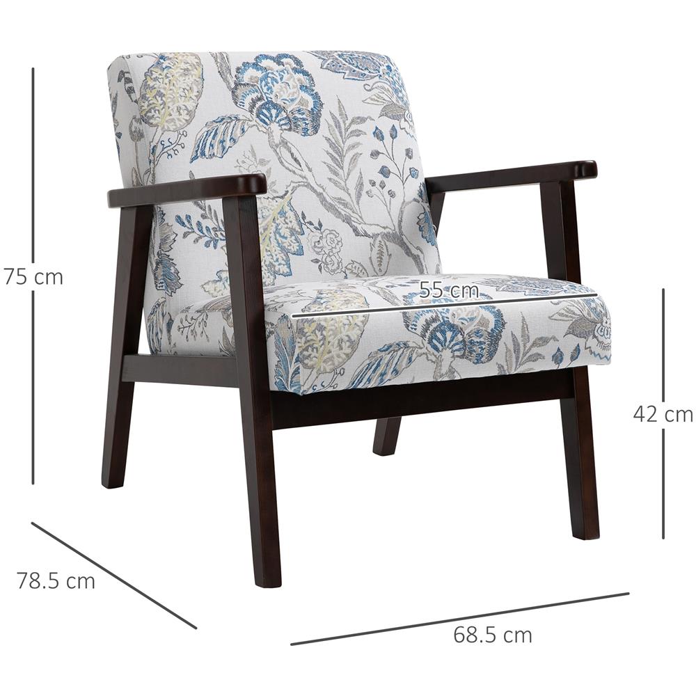 Sedia Per Soggiorno Poltroncina Imbottita Con Braccioli Legno E Tessuto - Foto 2