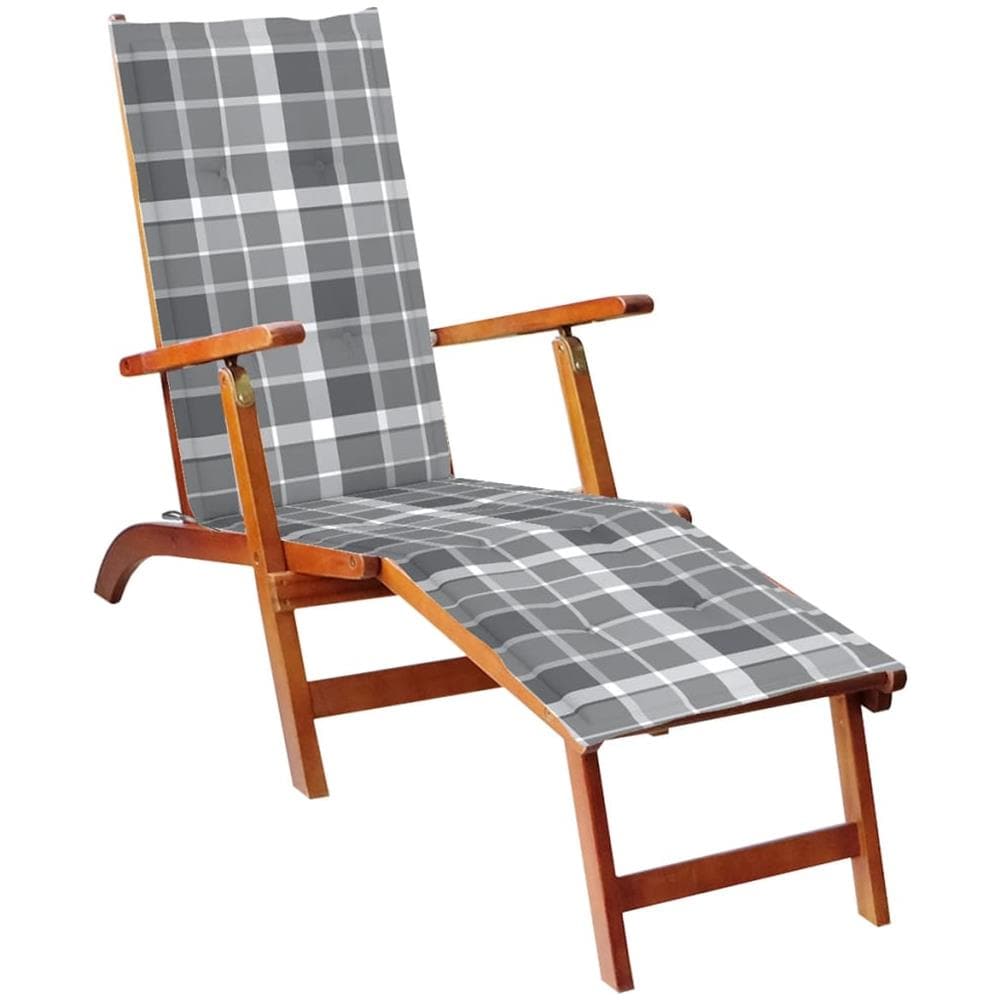 Sdraio Da Esterni Con Poggiapiedi E Cuscino Massello Di Acacia - Foto 1