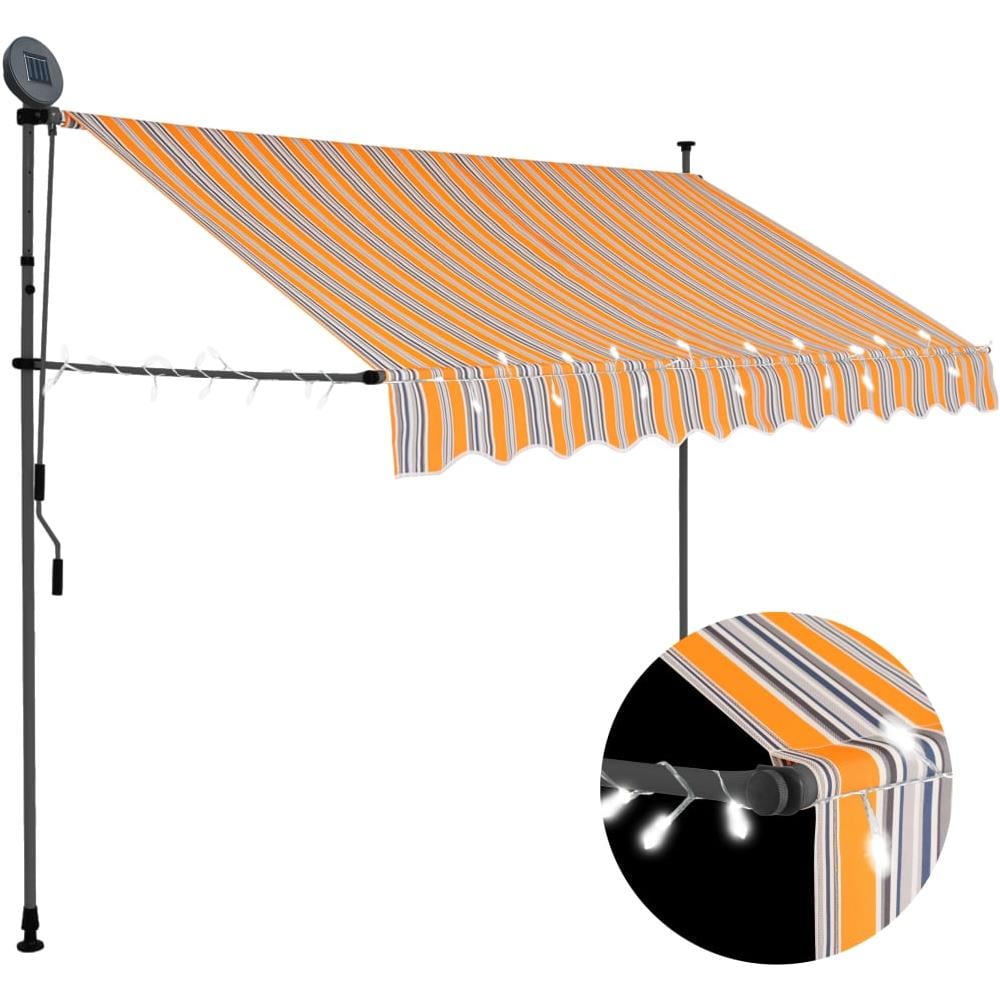 Tenda da Sole Retrattile Manuale con LED 250 cm Gialla e Blu - Foto 1