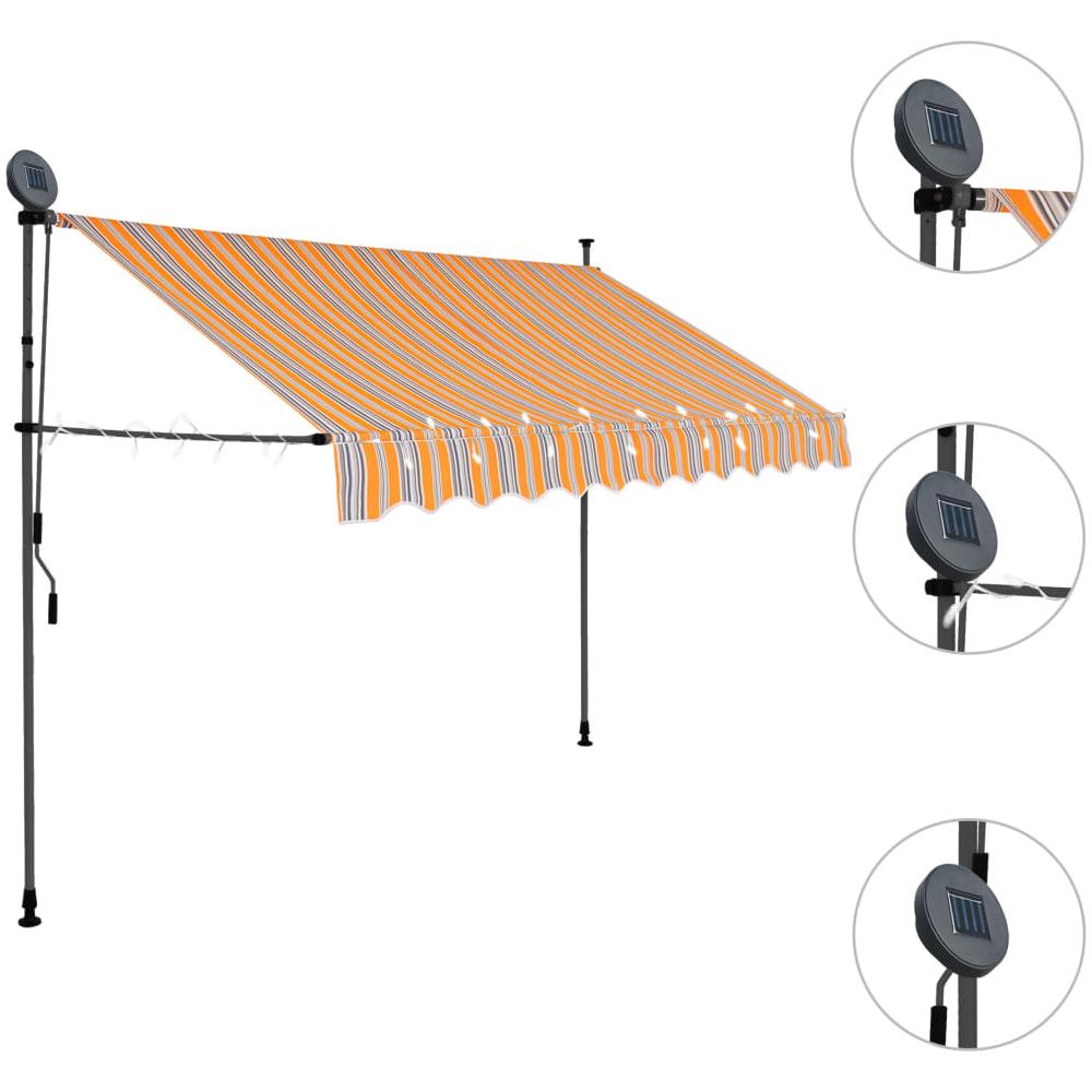 Tenda da Sole Retrattile Manuale con LED 250 cm Gialla e Blu - Foto 3