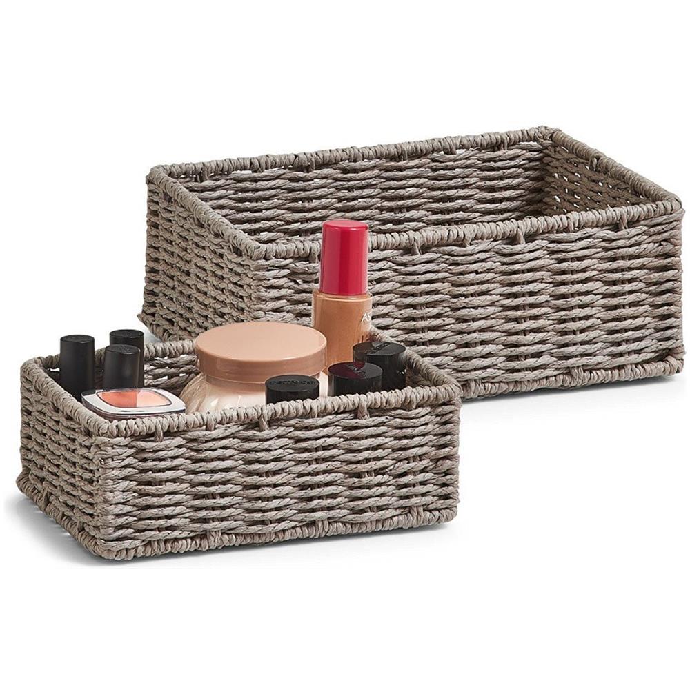 Cestino Portaoggetti, Colore Bianco - 2 Pezzi Inclusi, Zeller - Foto 1