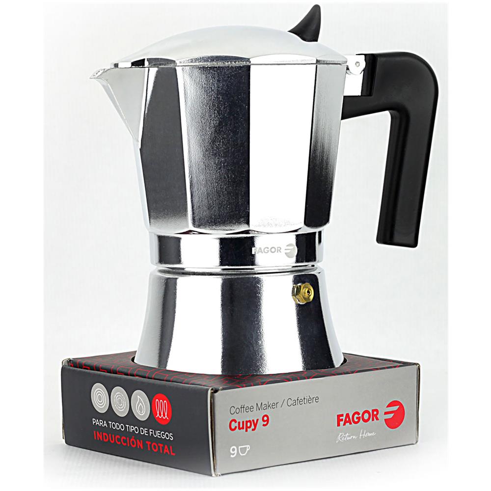 Fagor Cupy Caffettiera Italiana Induzione Alluminio 9 Tazze Di Caffè Tutti I Fornelli  Argento - Foto 8