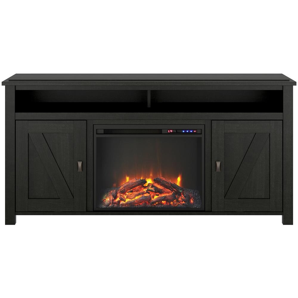 Farmington Credenza Con Camino Elettrico In Truciolare Nero - Foto 2