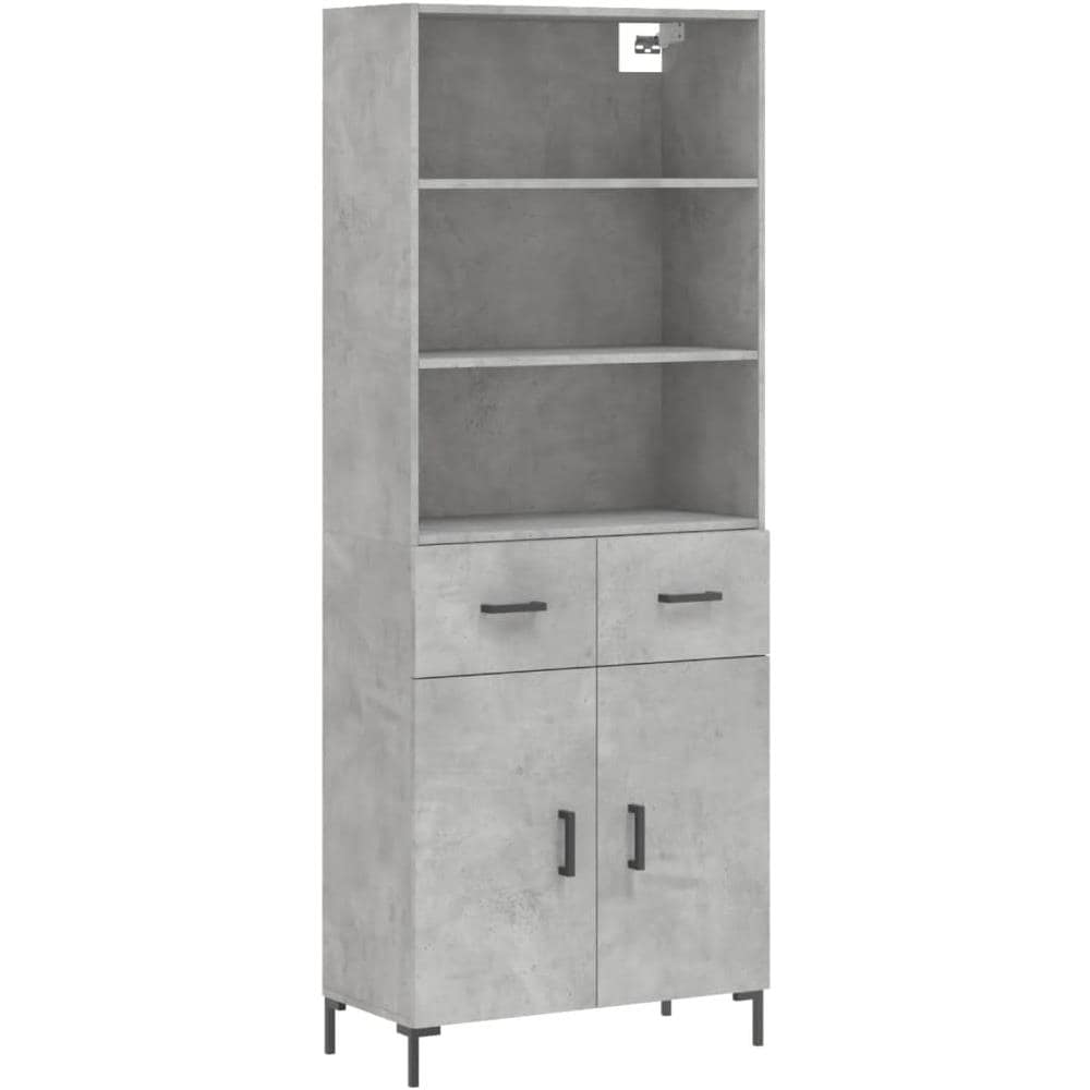 Credenza Grigio Cemento 69,5x34x180 Cm In Legno Multistrato - Foto 2