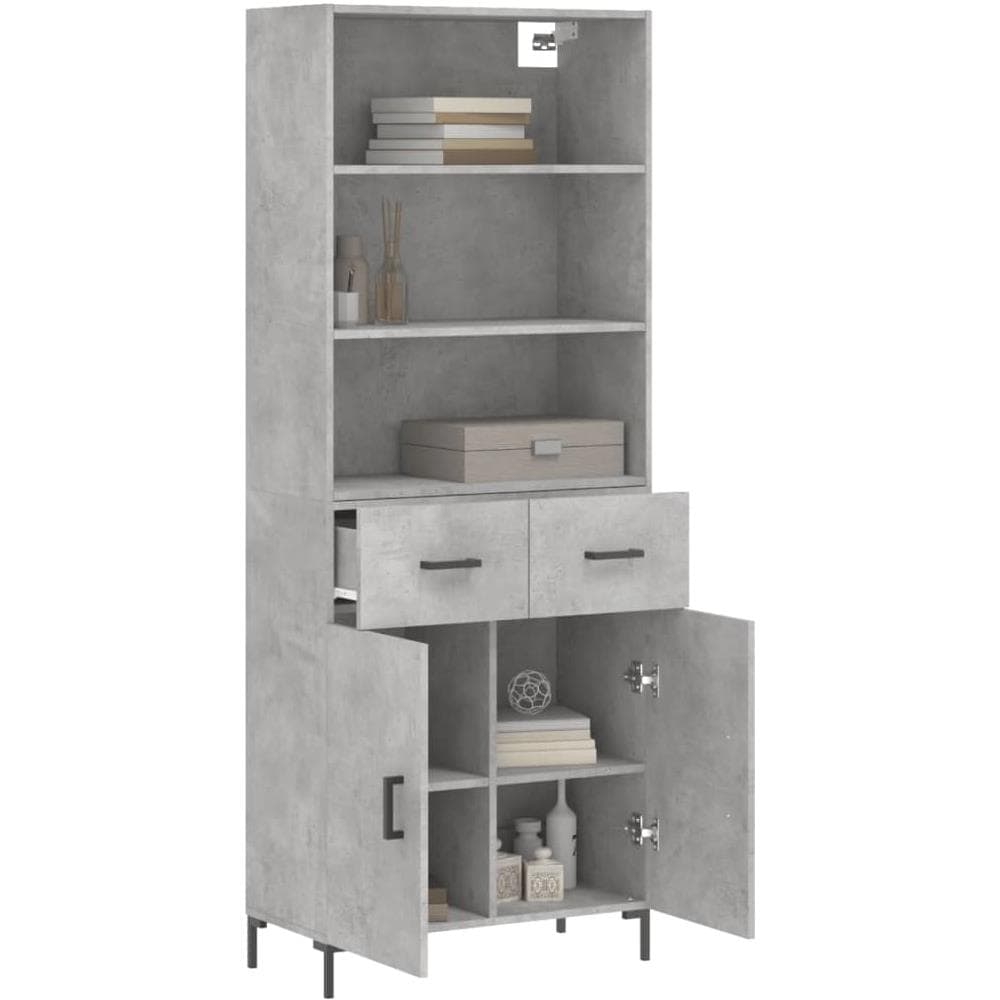 Credenza Grigio Cemento 69,5x34x180 Cm In Legno Multistrato - Foto 3