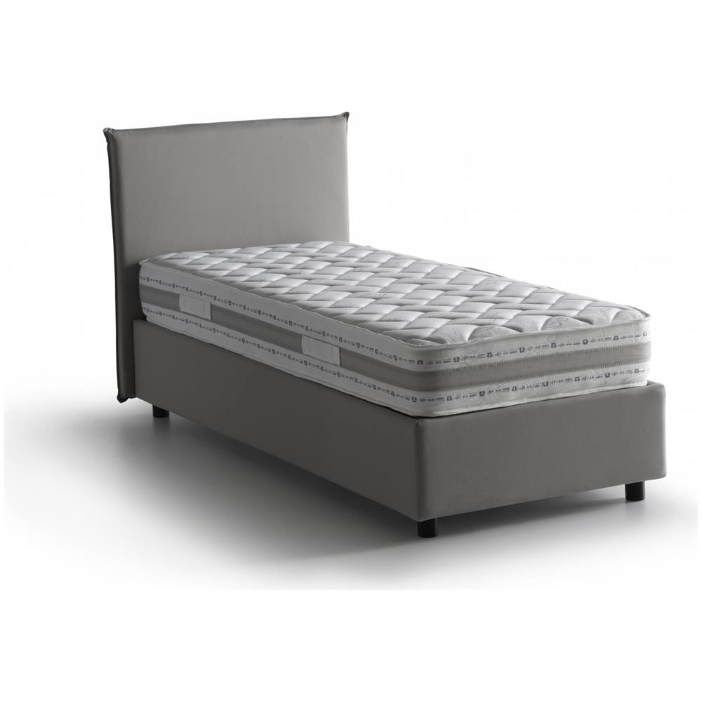 TALAMO ITALIA Letto Singolo Cira Letto Contenitore Con Rivestimento In Tessuto 100% Made In Italy Apertura Frontale Adatto Per Materasso Cm 90x200 Grigio OG12341